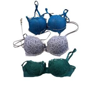 Victoria Secret Bra 2 Lot Meshki 34B‎ Lace Balconette With Padding  Multi Hook
